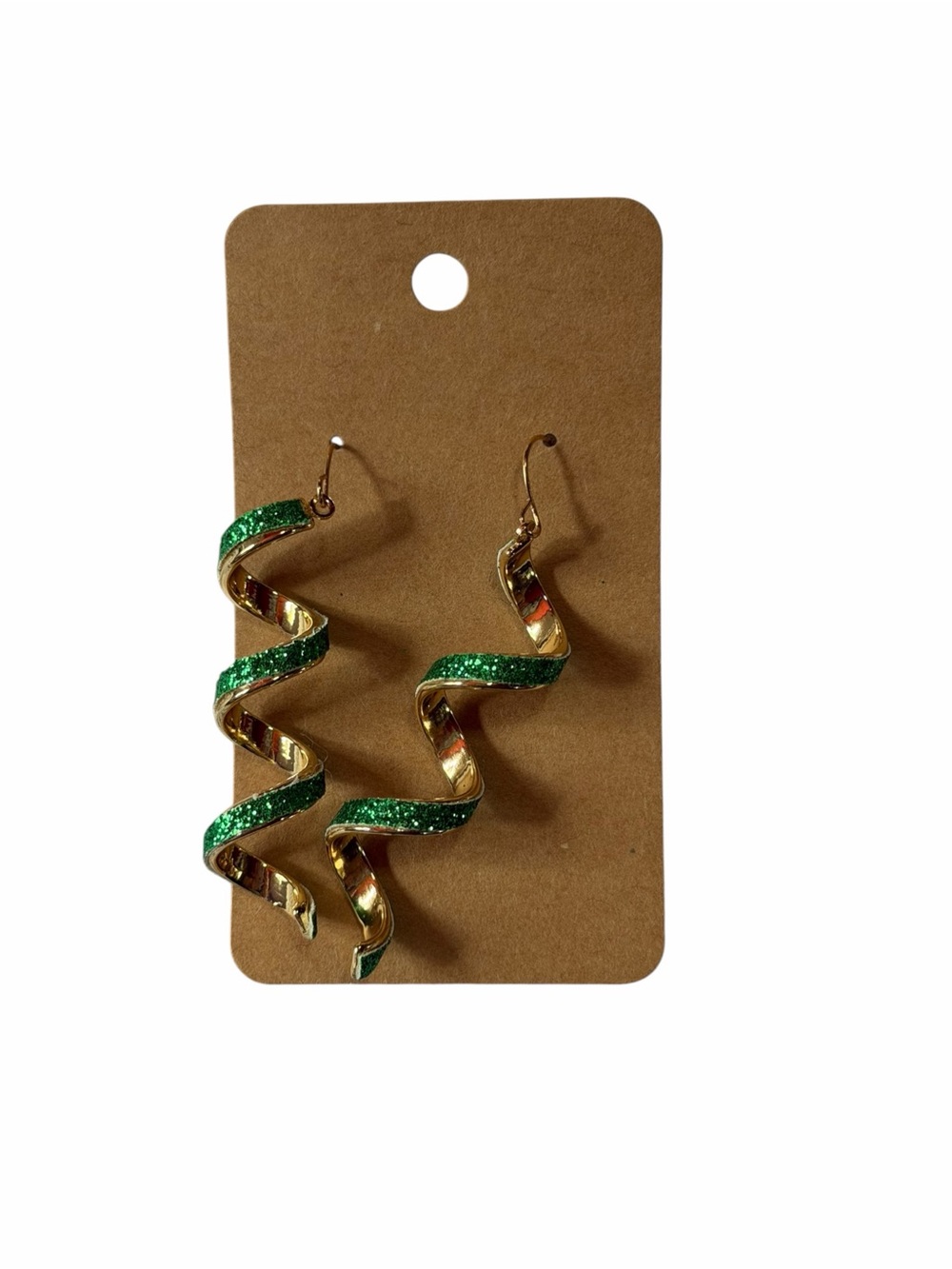 Gold & Green Spiral Drop Earrings - Women Jewelry